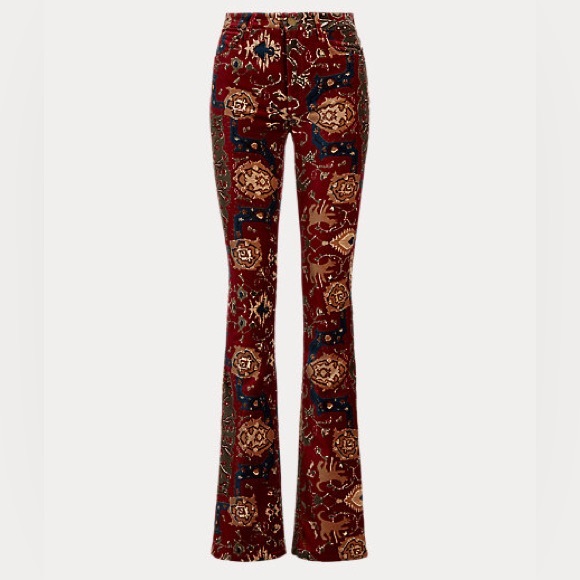 Lauren Ralph Lauren Pants - Lauren Ralph Lauren Tapestry Print Velvet High-Rise Boot Pant